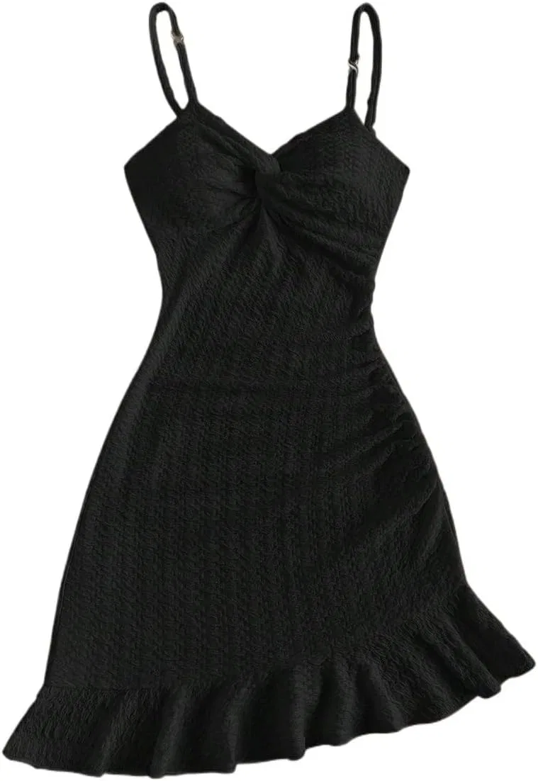 Женское мини-платье с асимметричным подолом Knit Bodycon, Black