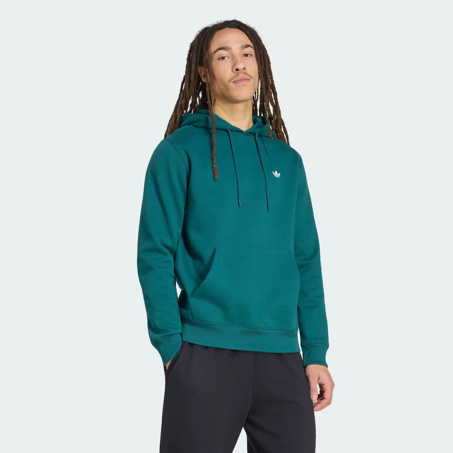 Мужская толстовка с капюшоном на флисе Trefoil Essentials Adidas Originals, насыщенный зеленый