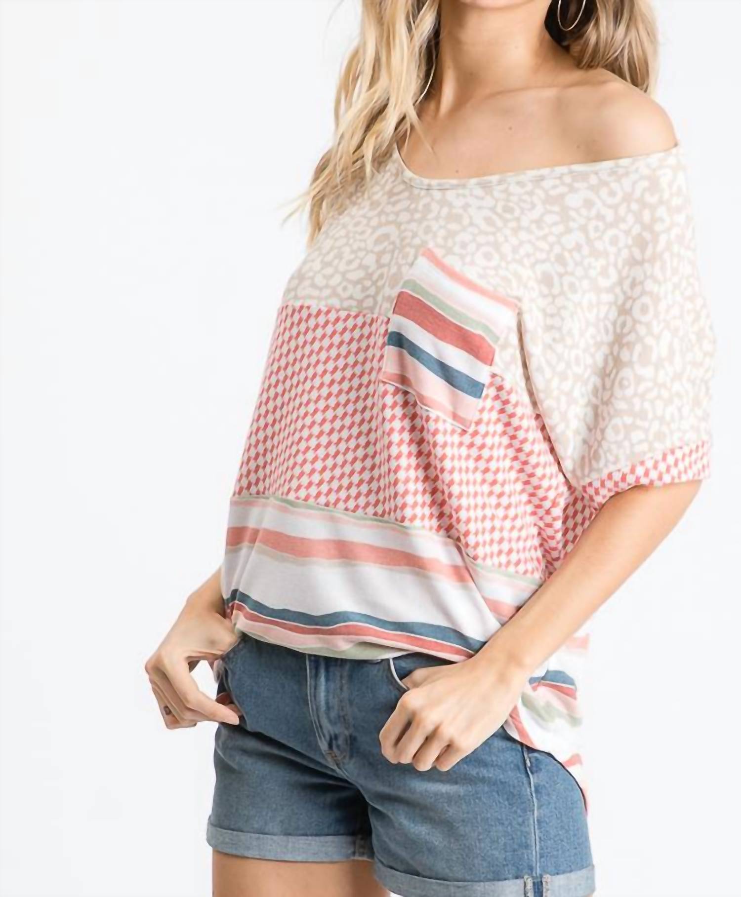 

Топ с леопардовым принтом в нежно-розовом цвете 7th Ray