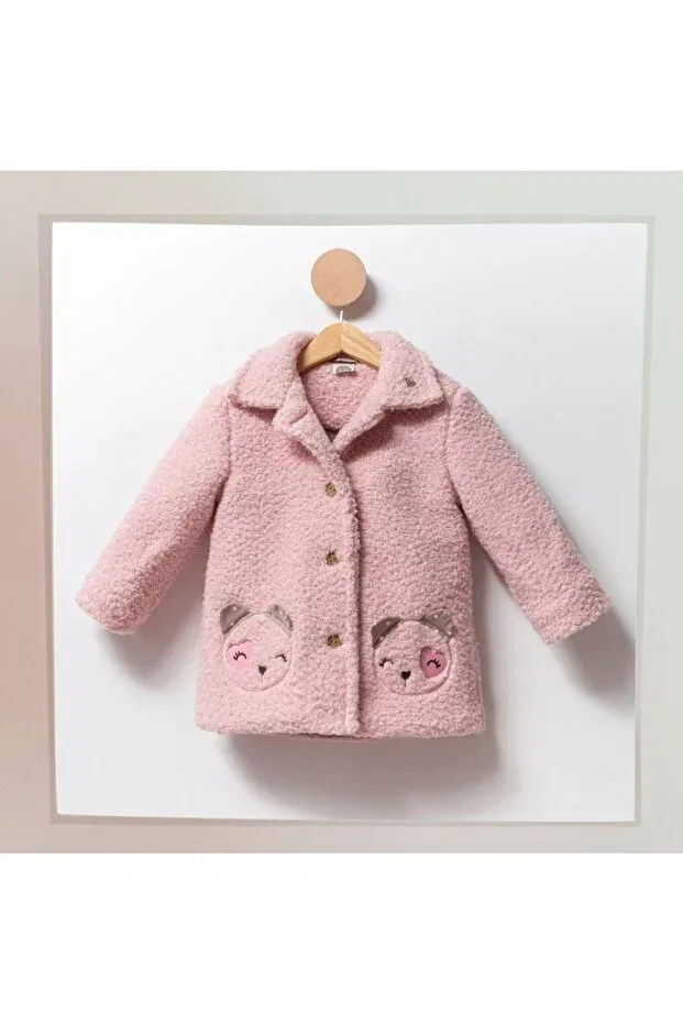 Детское зимнее пальто для девочек на подкладке, длинное, плюшевое, Cumino, Pink — фото 3