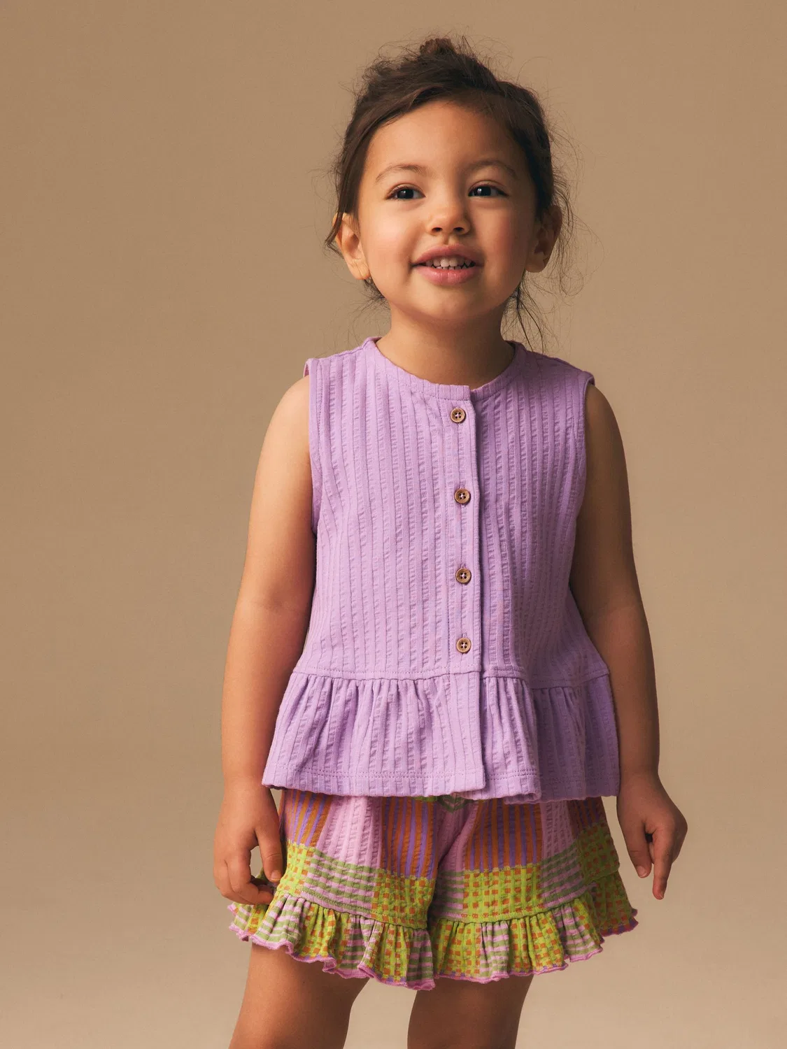 Комплект Peplum Vest and Shorts Set Next, Lilac Purple Check