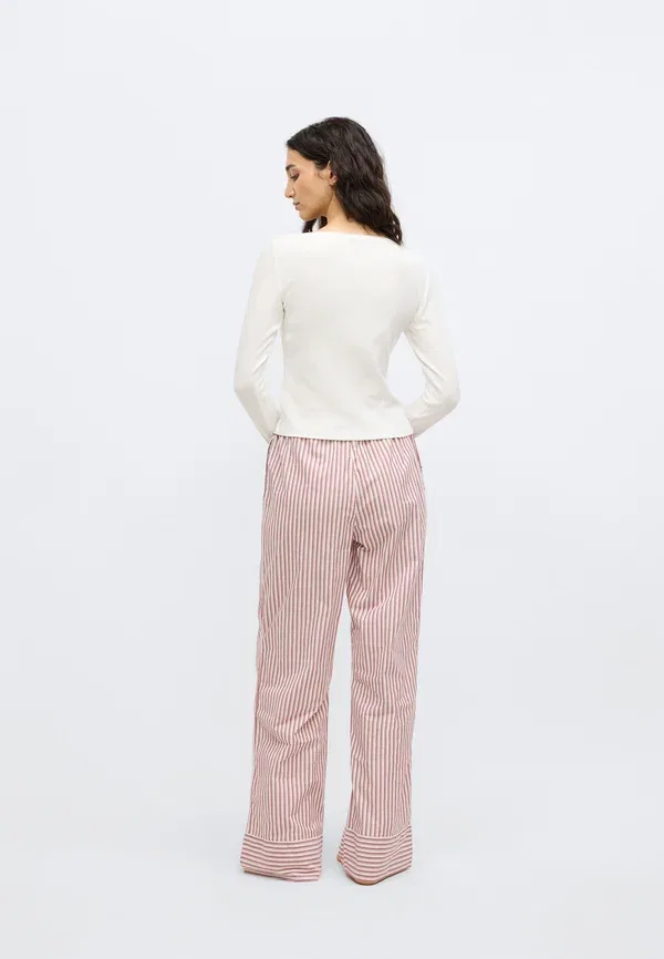 Комплект пижамы полосатый Sleep tee Tommy Hilfiger ecru pointelle, blazer prim red, ярко-красный — фото 4