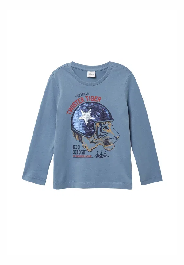 Топ с принтом Mit print und wendepailletten - long sleeved top S.Oliver, голубой — фото 3