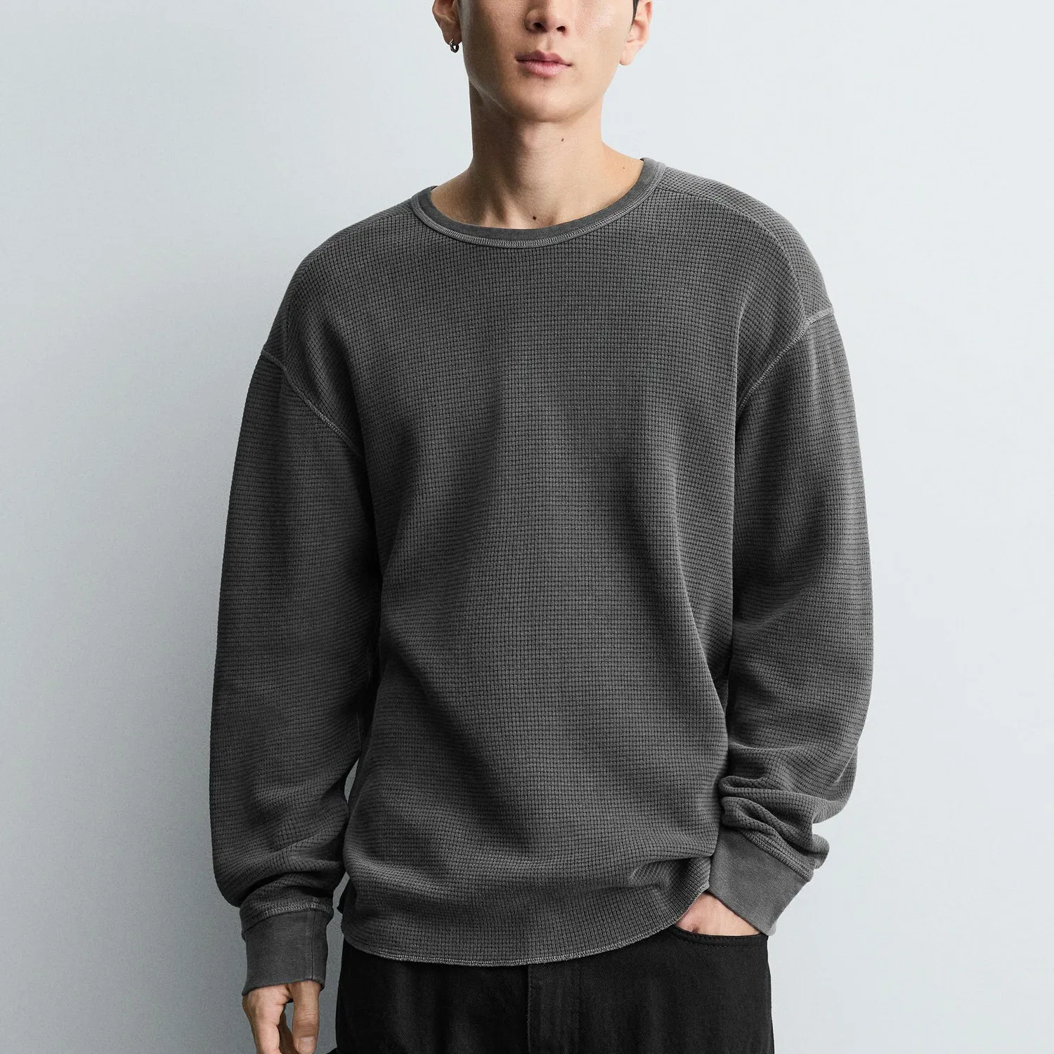 Мужская футболка с круглым вырезом Dark Gray, ZARA — фото 4