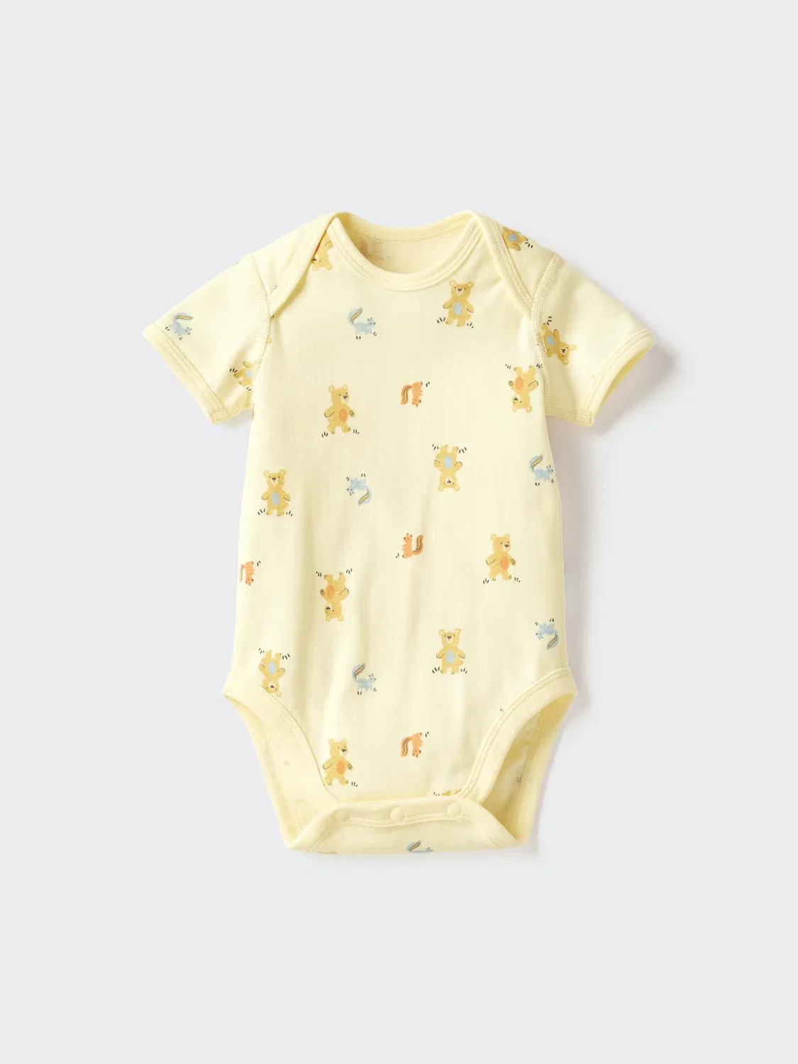 Боди, Uniqlo, , с коротким рукавом с принтом, желтый