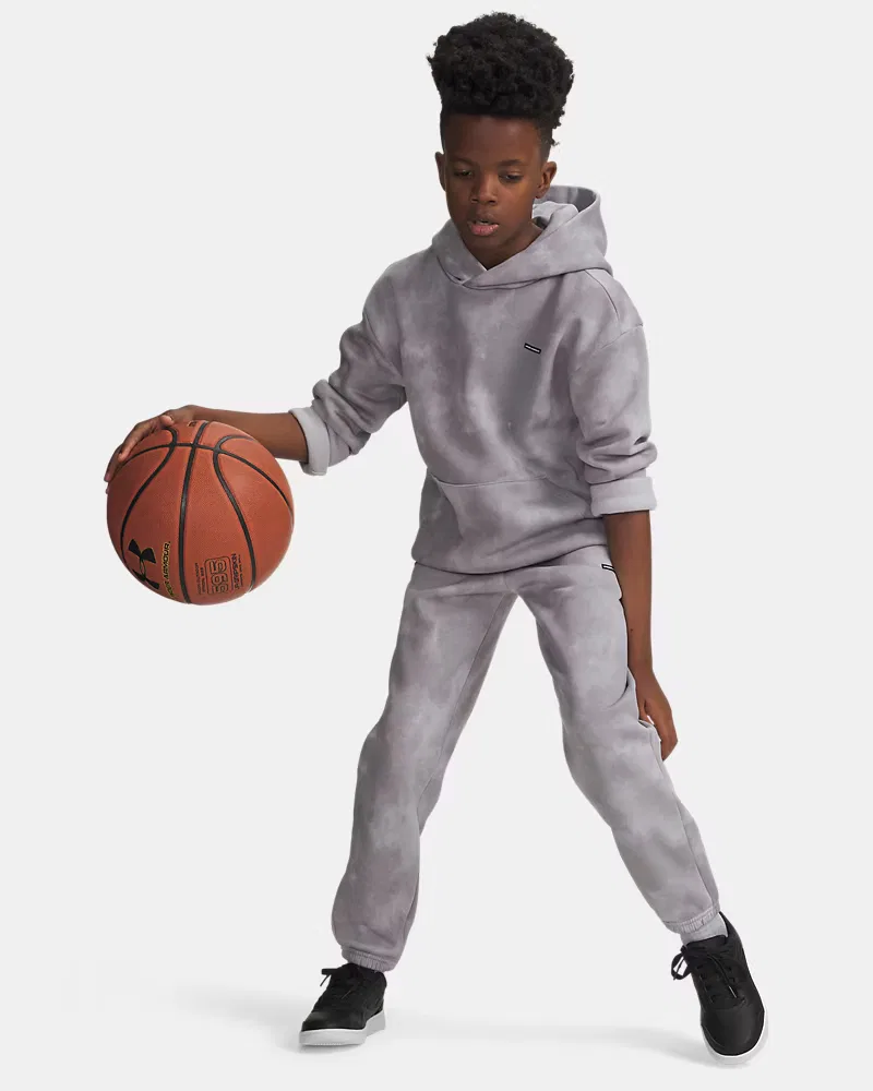 Детские штаны на флисе с начесом, внутренний шов 63,5 см, UA Icon UnderArmour, Mod Gray/Black — фото 3