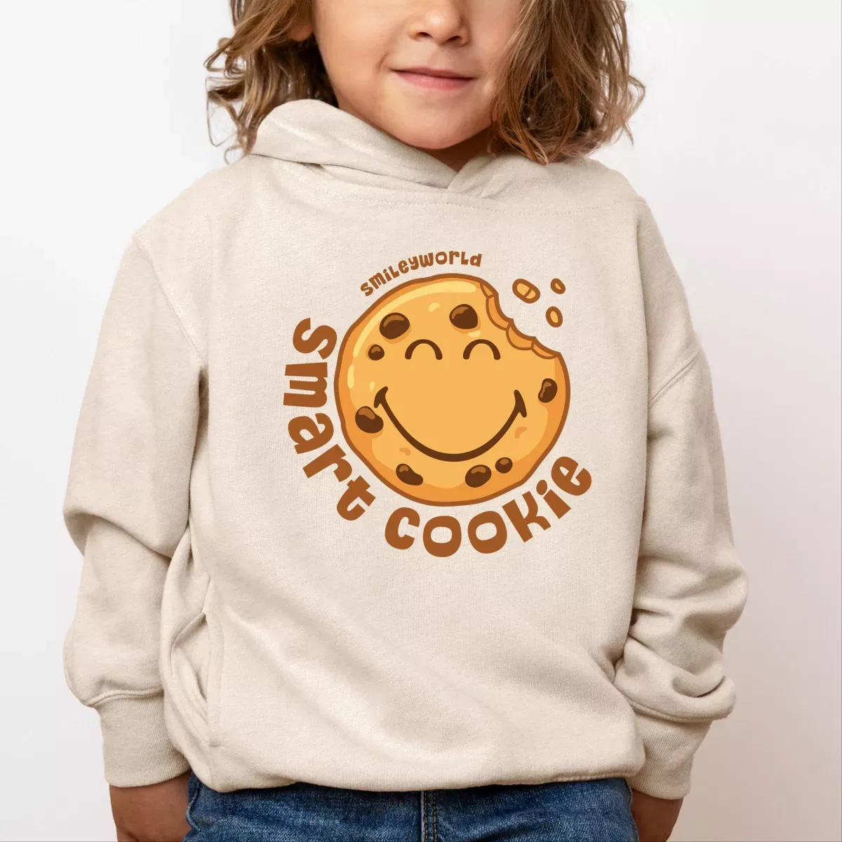 Детская худи с принтом SmileyWorld Smart Cookie Circle The Juniper Shop, Natural — фото 2