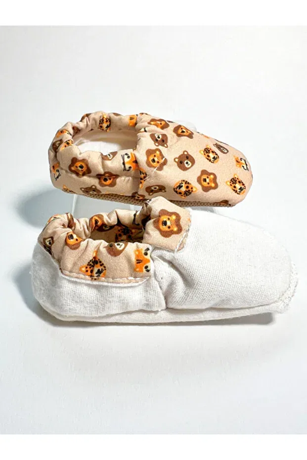 Детские пинетки для новорожденных с животным принтом Pufien, Beige — фото 3