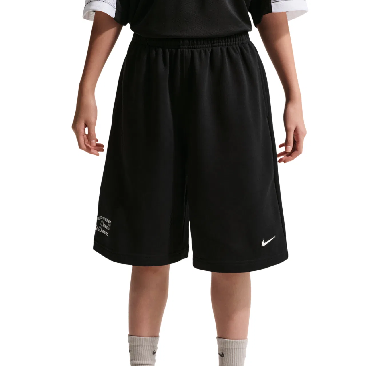 Шорты для девочек Dri-FIT Fleece Nike, белый/черный