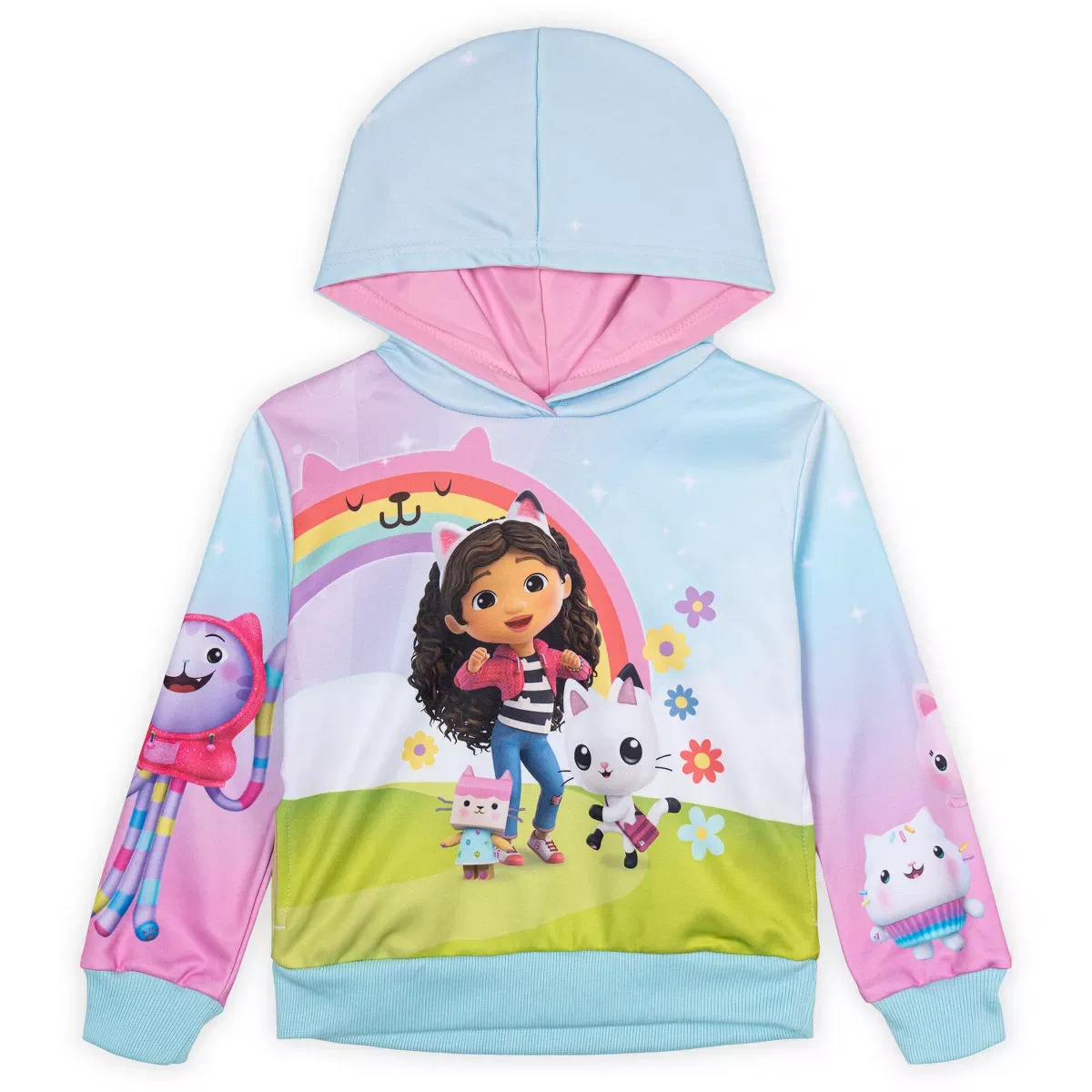 Детское худи с принтом Gabby's Dollhouse Girls Hoodie Toddler, Pastel Blue