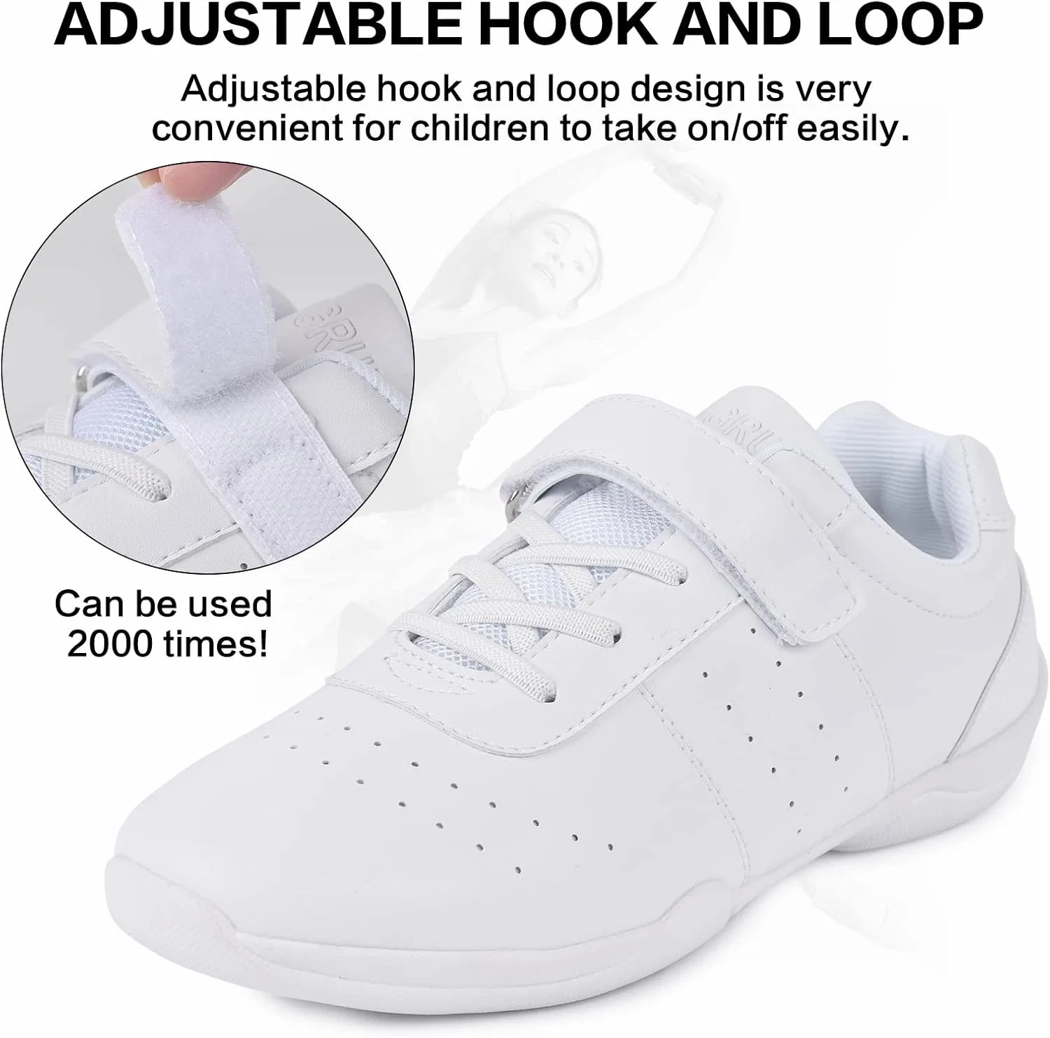 Детские кроссовки для девочек с принтом Cheer Shoes Smapavic, White-Girl — фото 2