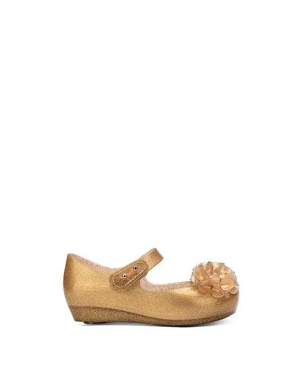 Детские балетки для девочек с принтом Ultragirl Springtime Mary Janes Mini Melissa, Beige Glitter — фото 2