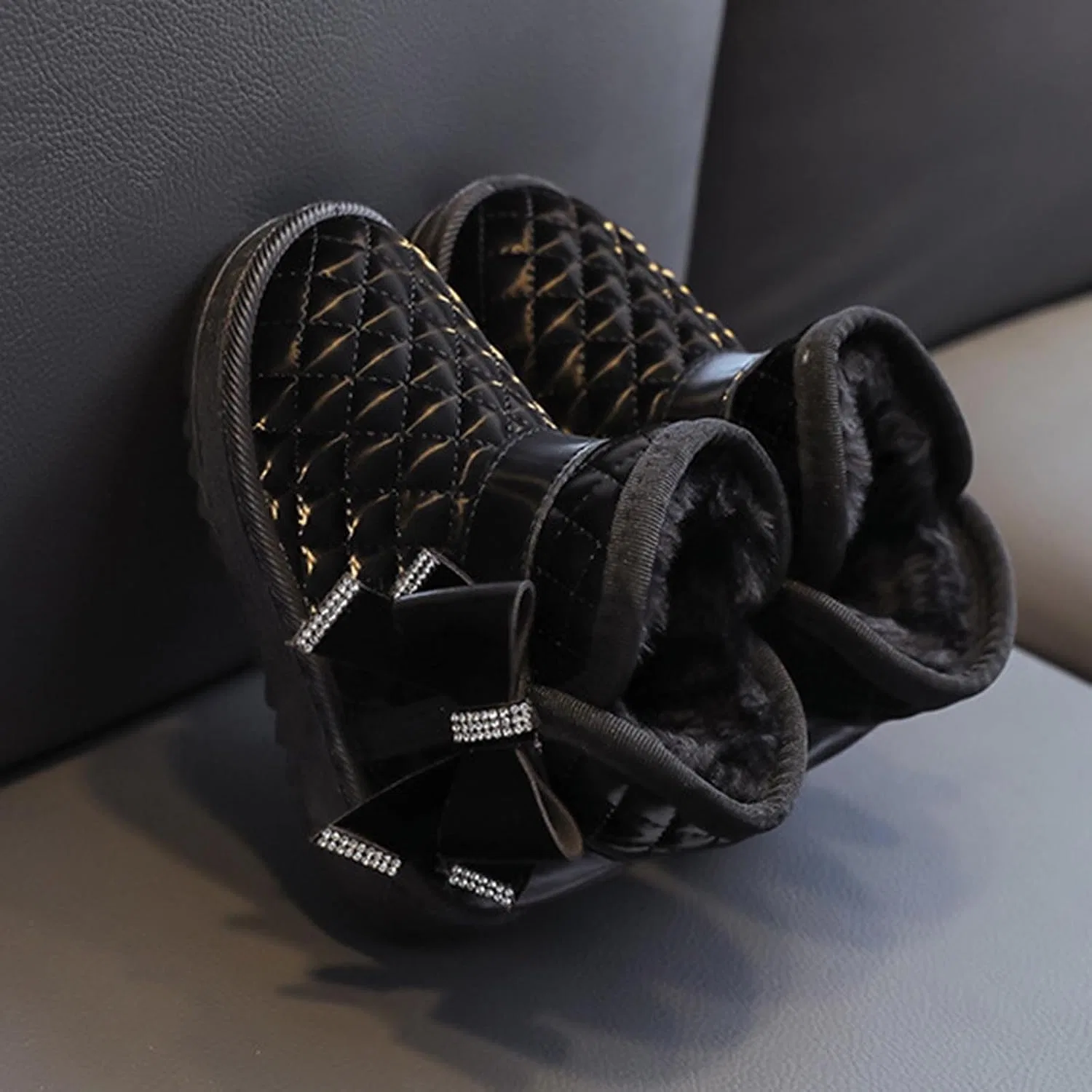 Детские зимние сапоги для девочек на меху с рифленой подошвой Zzalalana, Black — фото 3