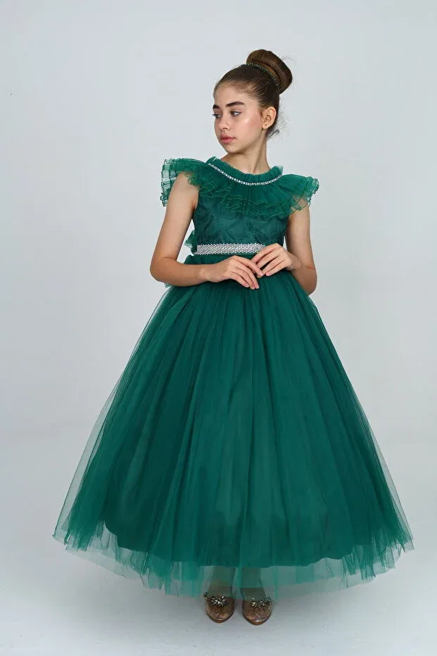 Детское платье для девочек без рукавов Asortix, Emerald Green — фото 4