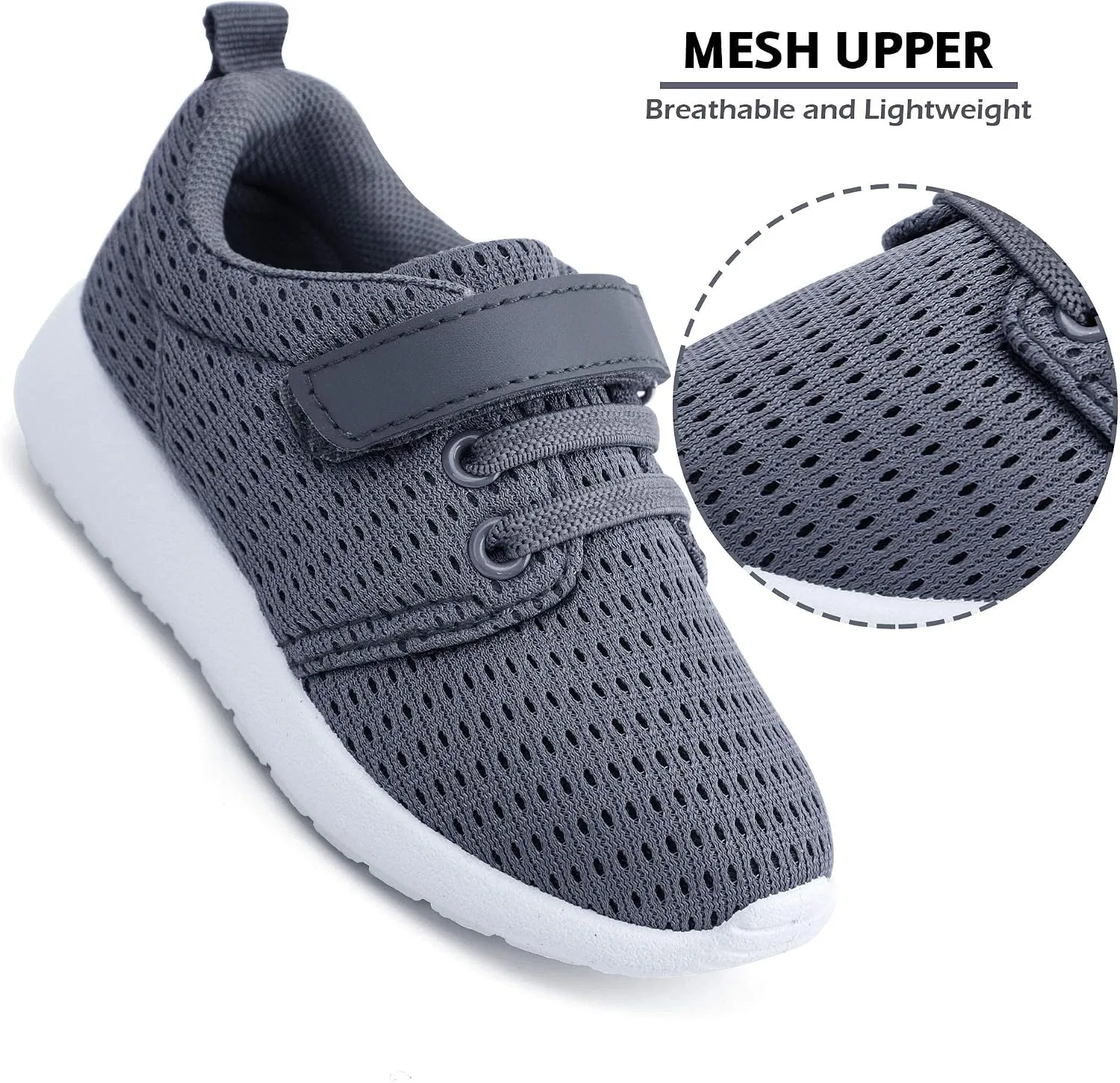 Детские кроссовки для бега и ходьбы HIITAVE, Drak Grey/White — фото 3