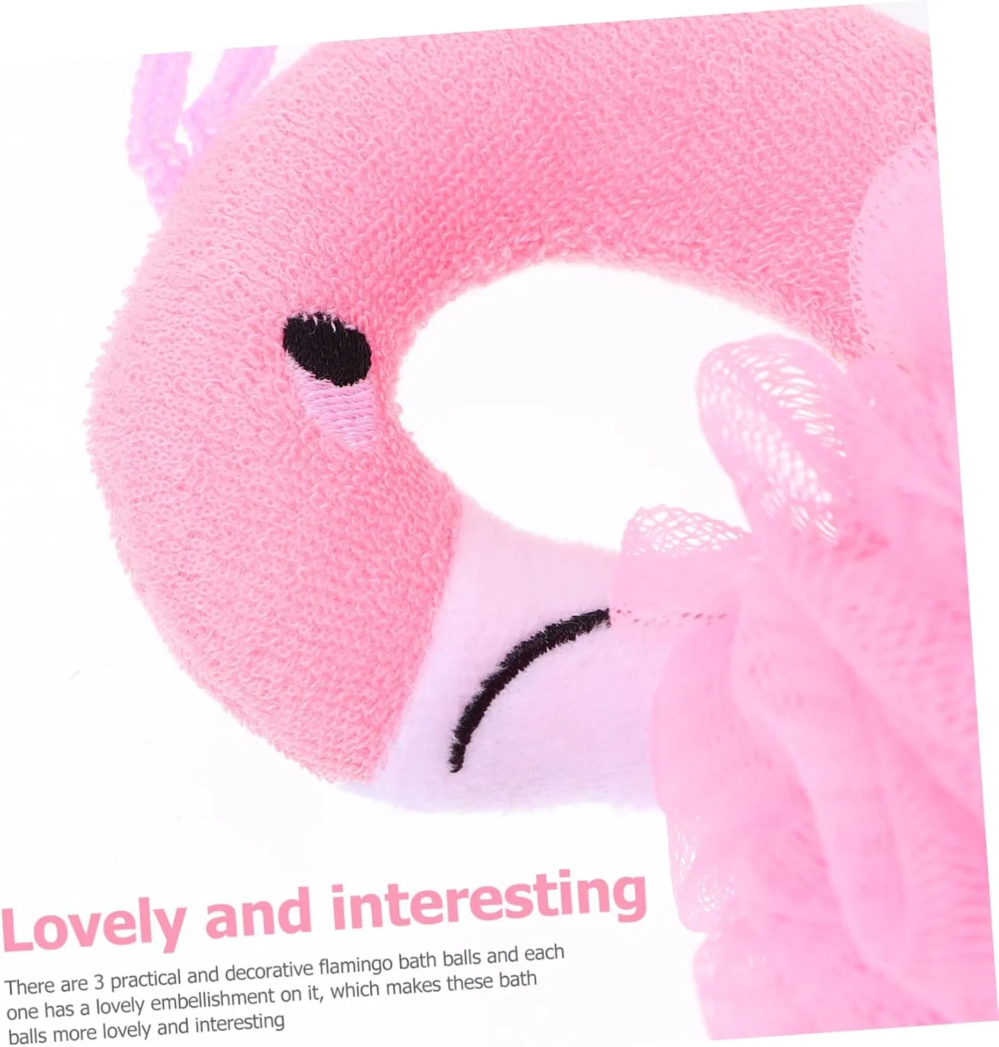 Мочалка для душа Flamingo, 3 шт, HONMEET, Полиэтилен, 186 г, Pink — фото 4