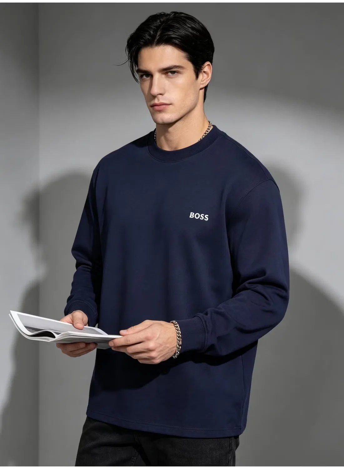 Свитшот с круглым вымрезом Business Casual Commute Daily Outfit Boss, темно-синий — фото 2