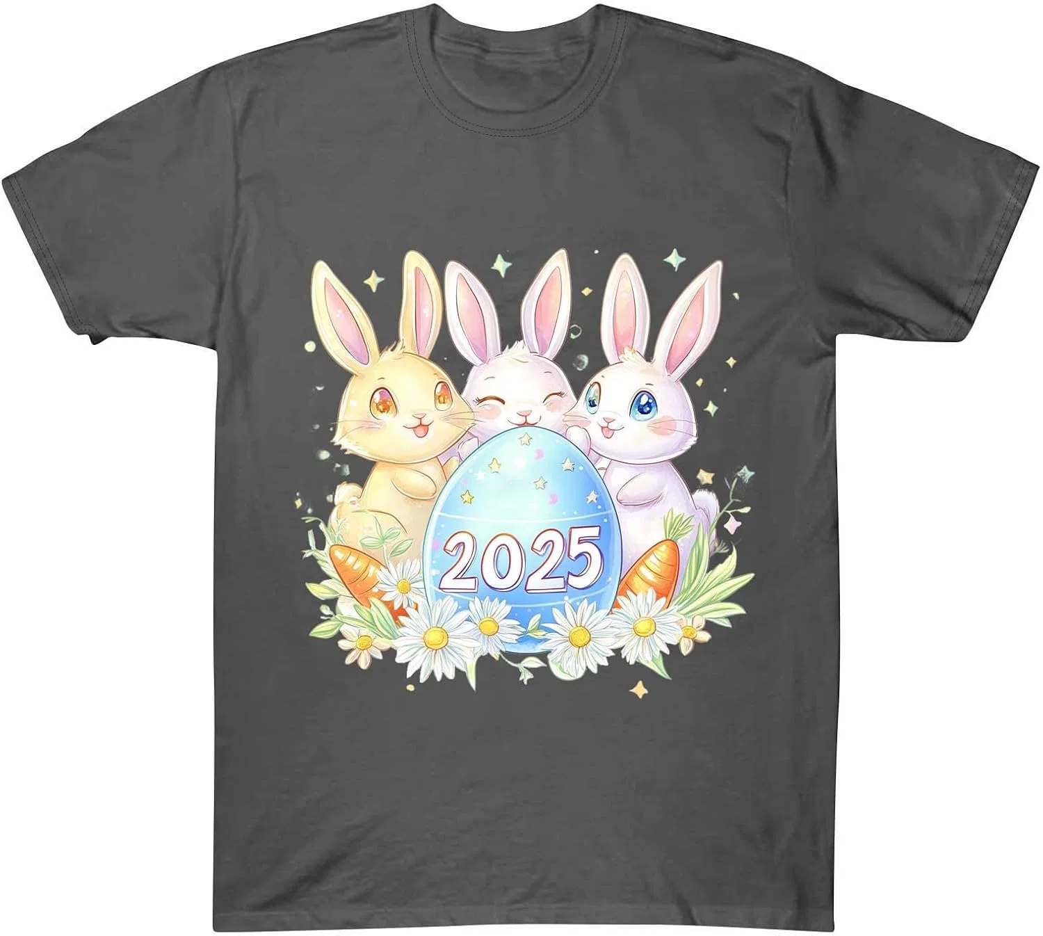 Женская свободная футболка с кроликом Easter, Dark Gray-2 — фото 3