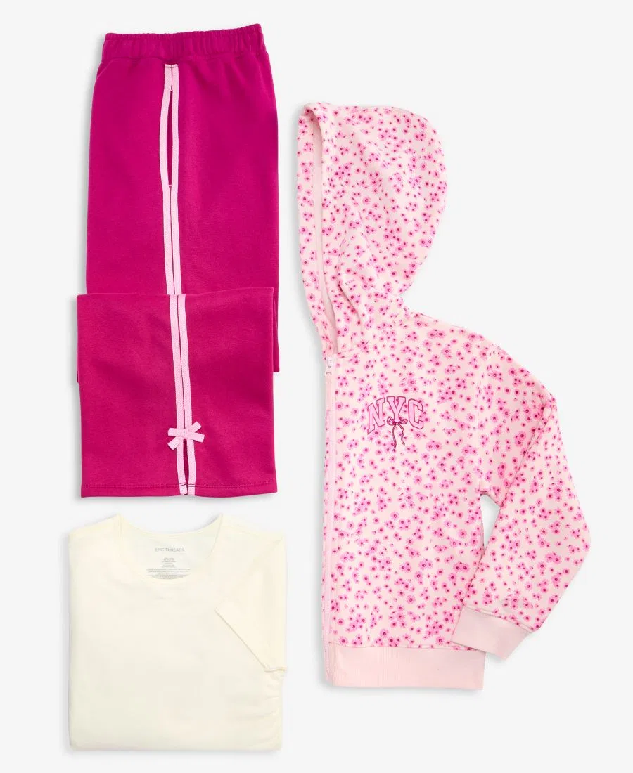 Детский флисовый худи на молнии с принтом NYC Bow Epic Threads, Pink Polish — фото 4