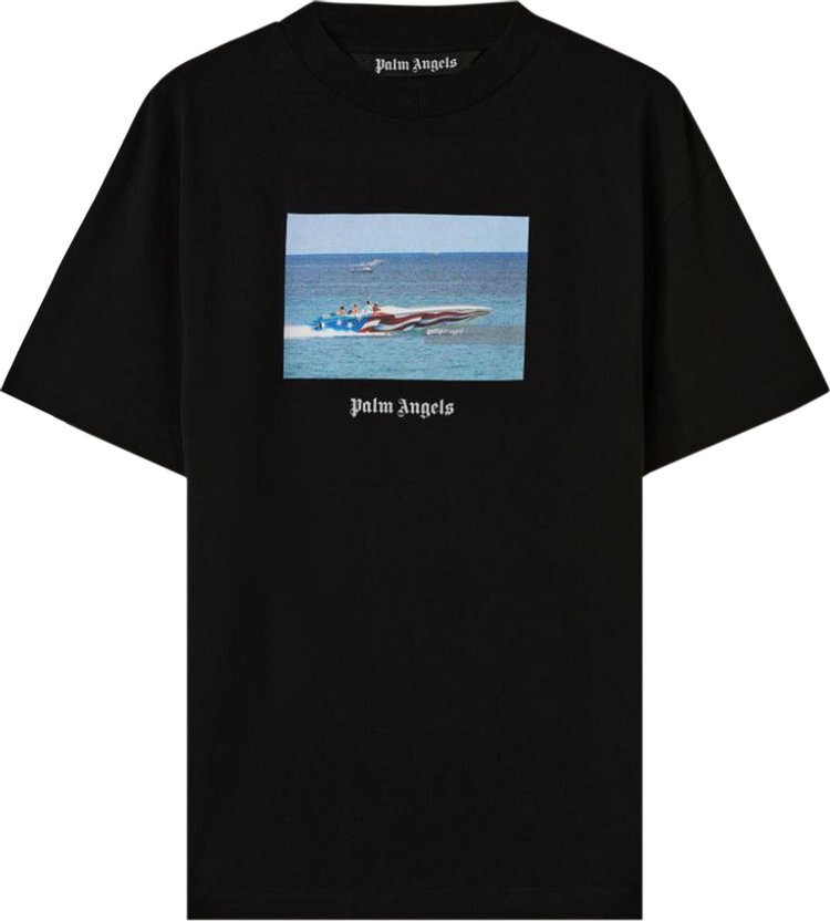 

Футболка Palm Angels Getty Speedboat Tee 'Black/White', черный
