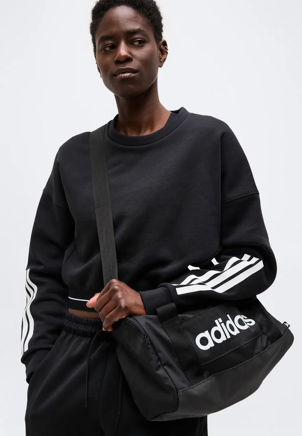 Толстовка Hyperglam с тремя полосками, свободного кроя Adidas Performance, Black — фото 4