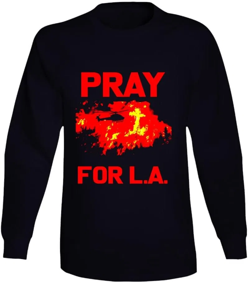 Мужская футболка с длинным рукавом Pray for L A Wildfire Victims, Black