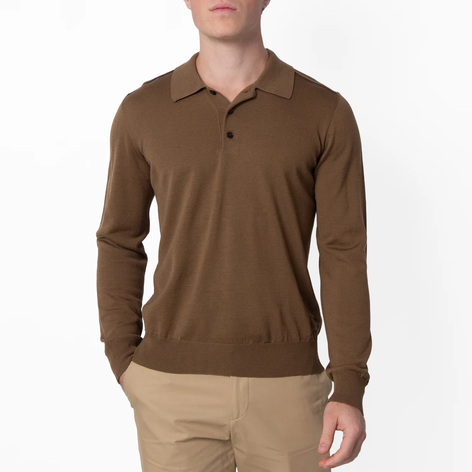 Лонгслив-поло из шерсти Long-Sleeved Wool Polo Shirt Burberry, Shrew