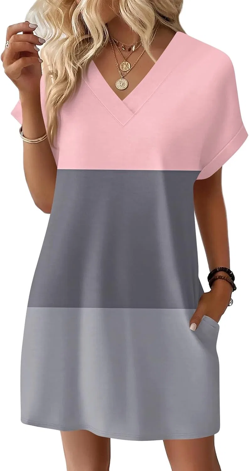 Женское платье с V-образным вырезом Casual Summer, Gray