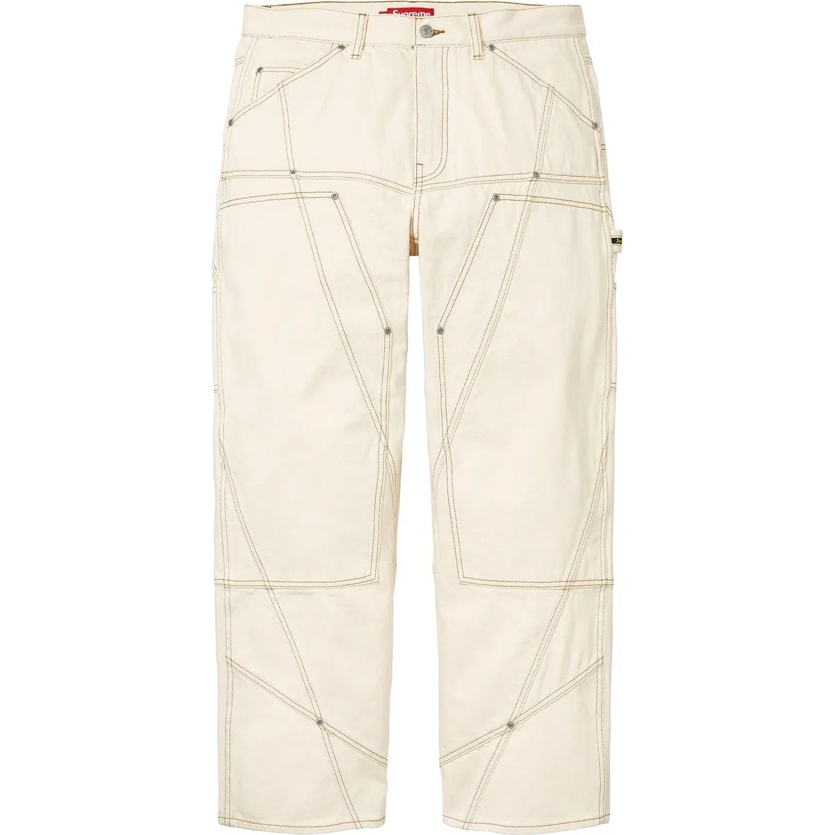 Джинсы унисекс с контрастной строчкой Supreme SS26 Contrast Stitch Double Knee Painter Jean, Natural/Natural