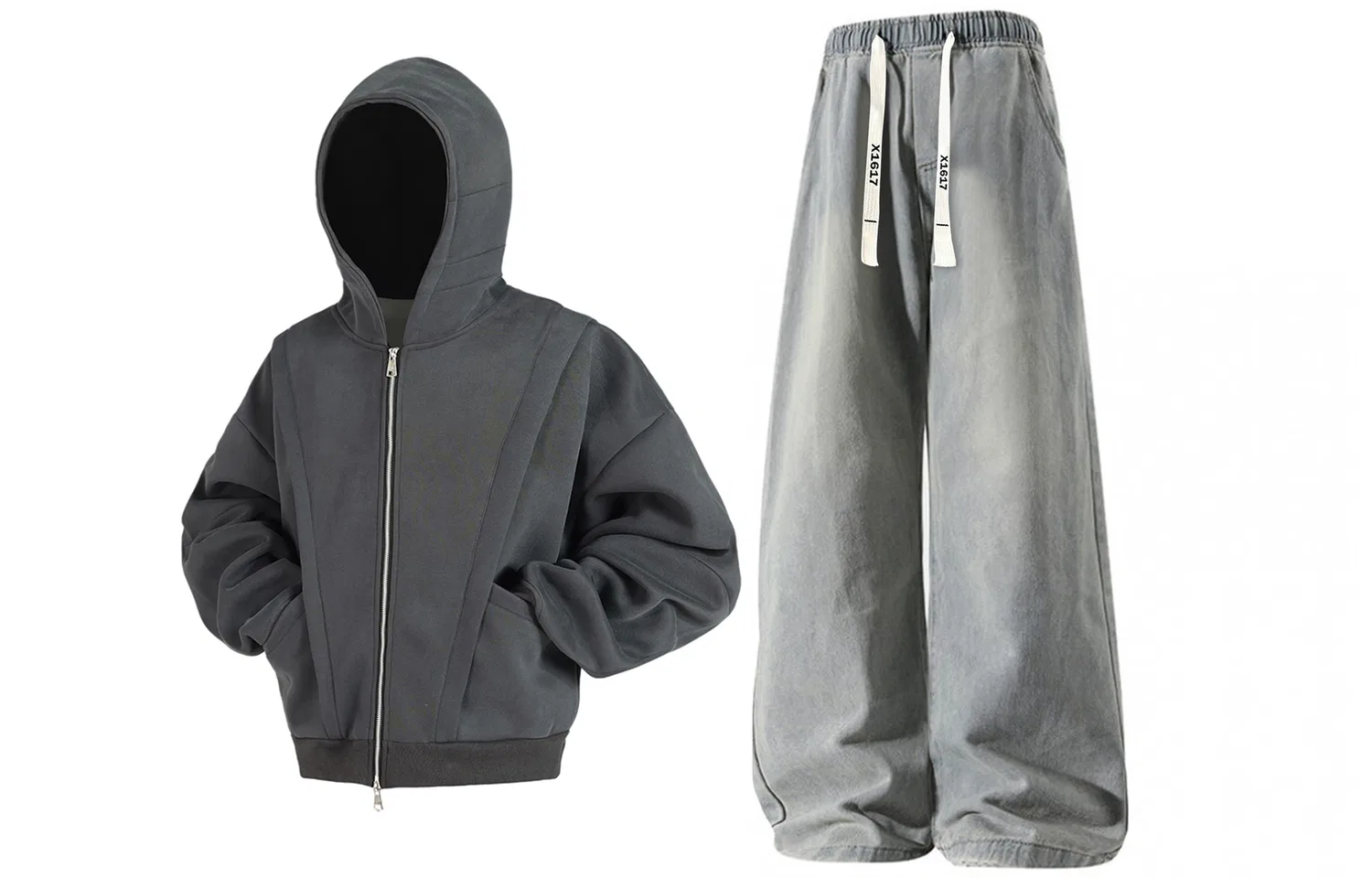 Детский комплект из худи и джинсов с капюшоном X1617, Dark Gray/Yellow Mud
