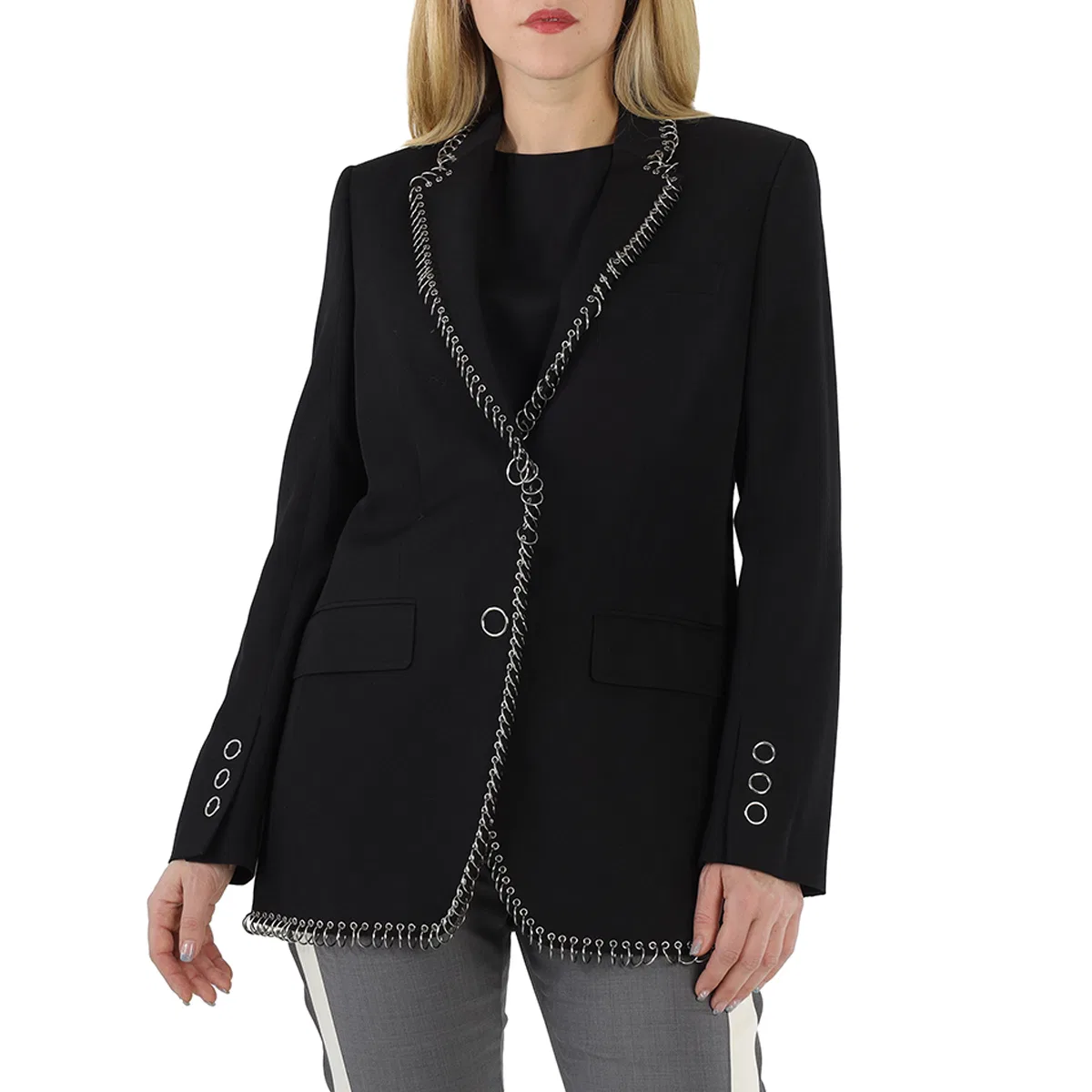Жакет длинный с кольцами-пирсингом Sidon Burberry, Black
