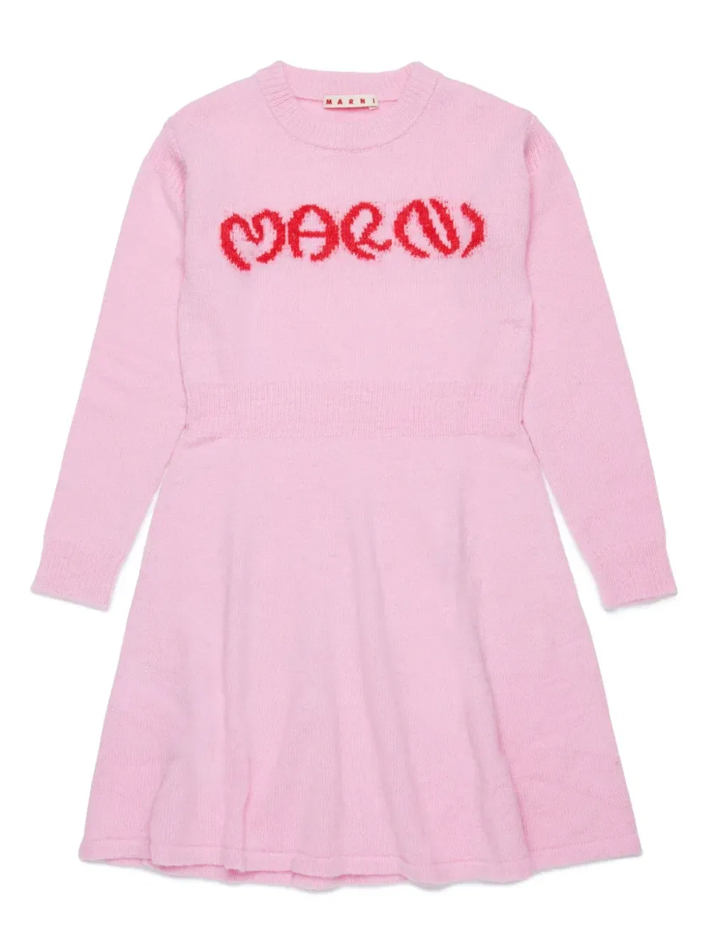 Платье миди с жаккардовым логотипом Marni Kids, розовый