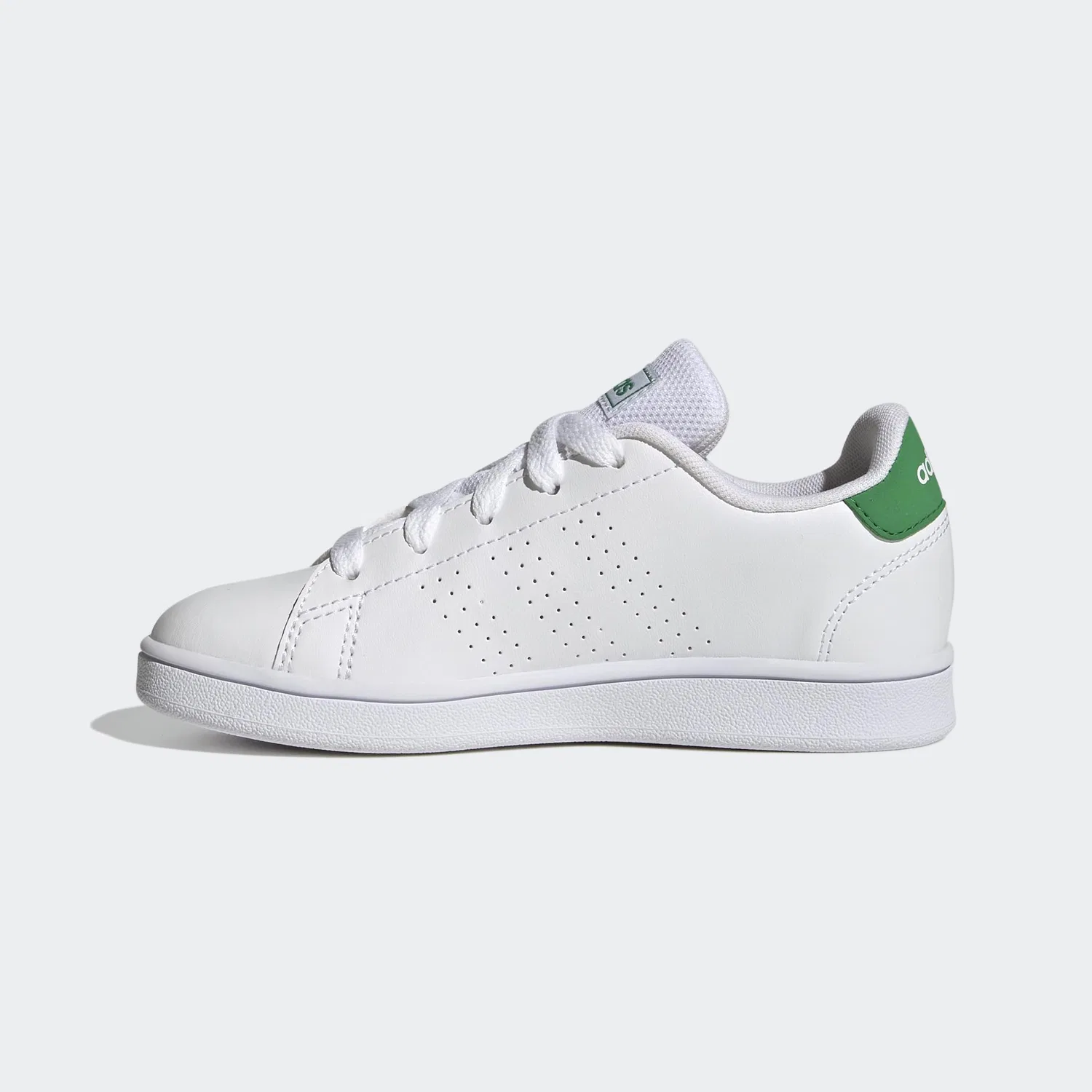 Детские спортивные туфли с перфорацией Advantage Lifestyle Court Lace Adidas, Cloud White Green Core Black — фото 2