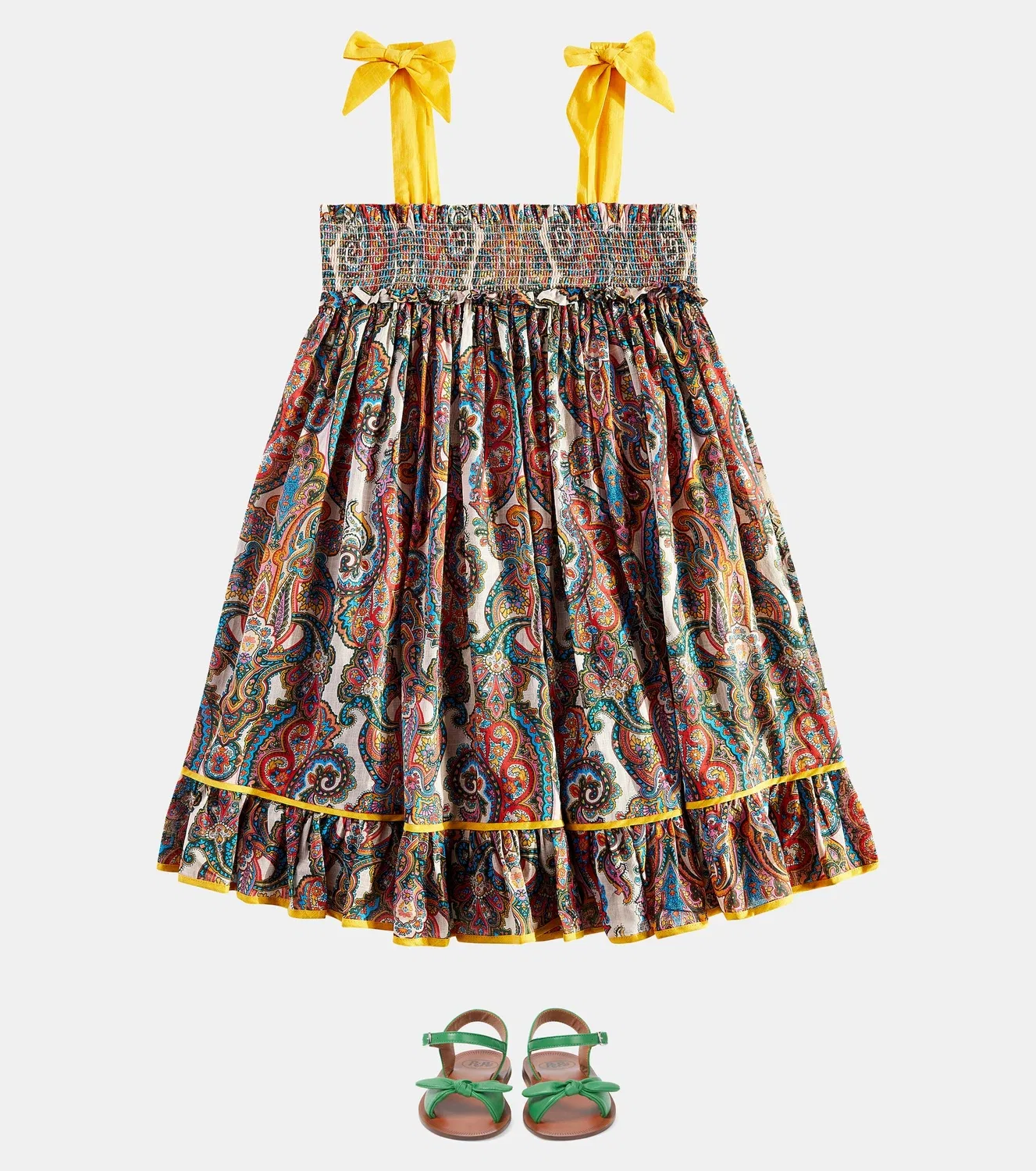 Платье хлопковое с узором пейсли Ottie Zimmermann Kids, Multi Paisley — фото 2