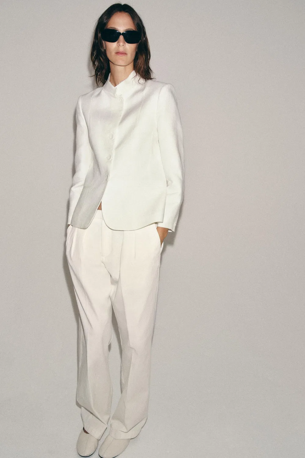 Блейзер из 100% льна, коллекция ZW ZARA, White