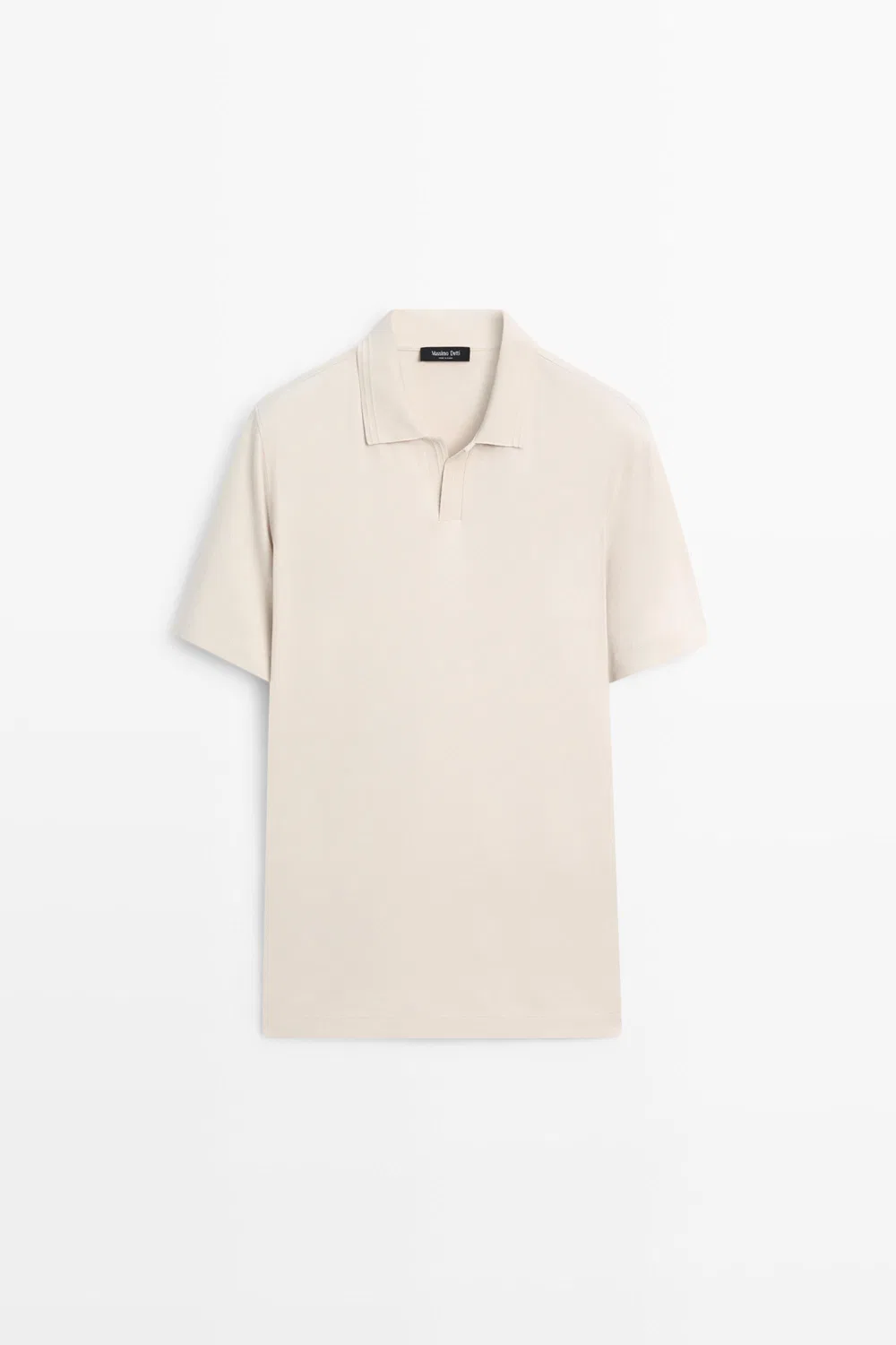 Поло Massimo Dutti 100% Cotton V-Neck Knit, бежевый — фото 2
