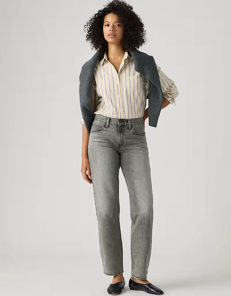 Джинсы Levi's Loose средней посадки, зауженные книзу, серые — фото 3