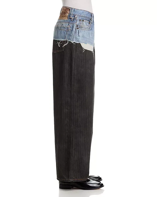 Женские джинсы с принтом обманка 1981 Trompe-L'Œil Acne Studios, Blue/Black — фото 4