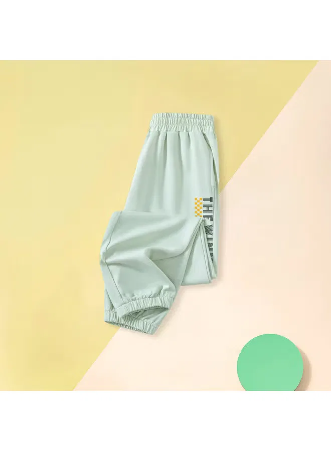Штаны детские с принтом букв летние Jeanswest, светло-зеленый — фото 2