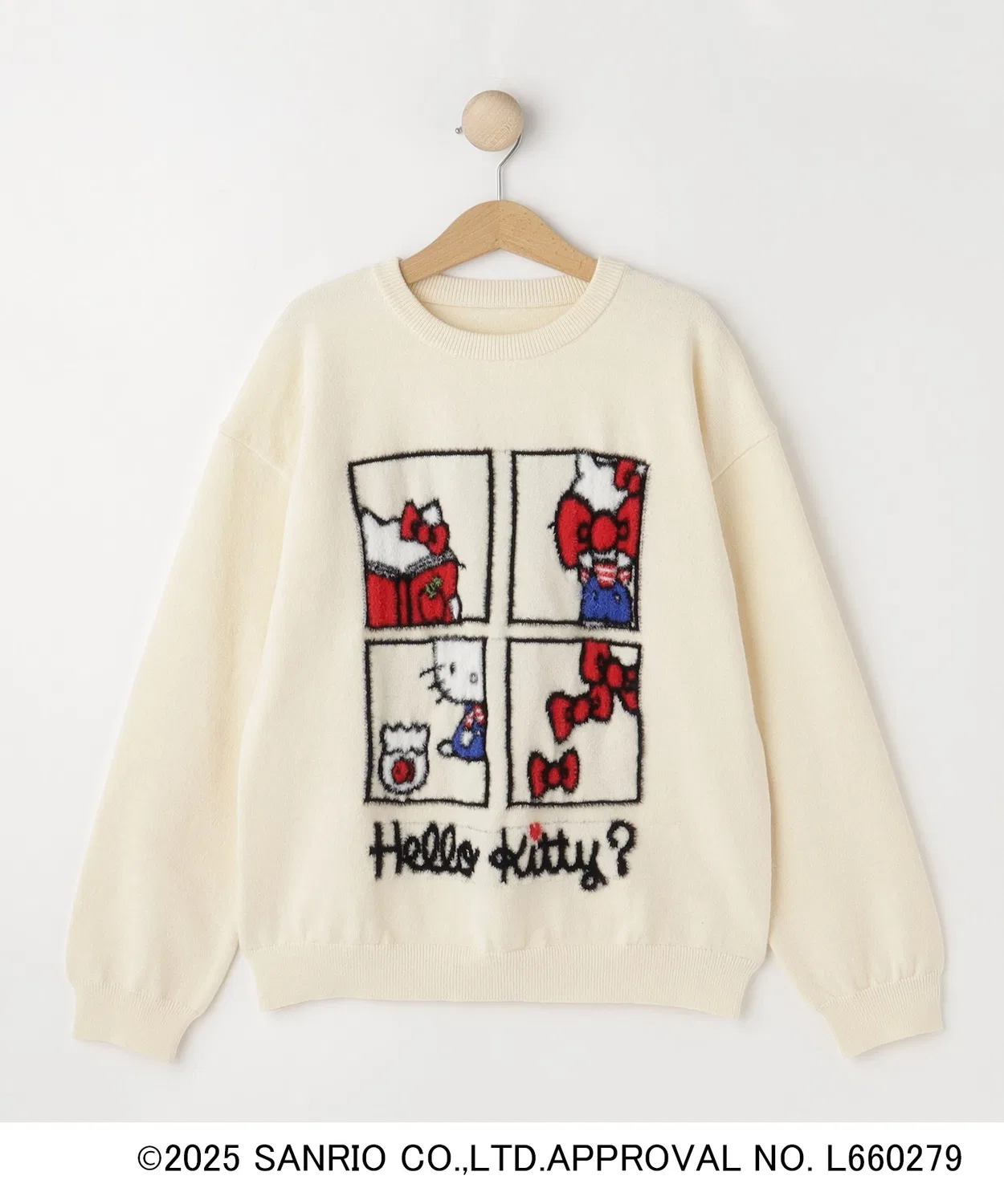 Детский свитшот-крой с длинным рукавом с принтом Hello Kitty Sanrio, Белый