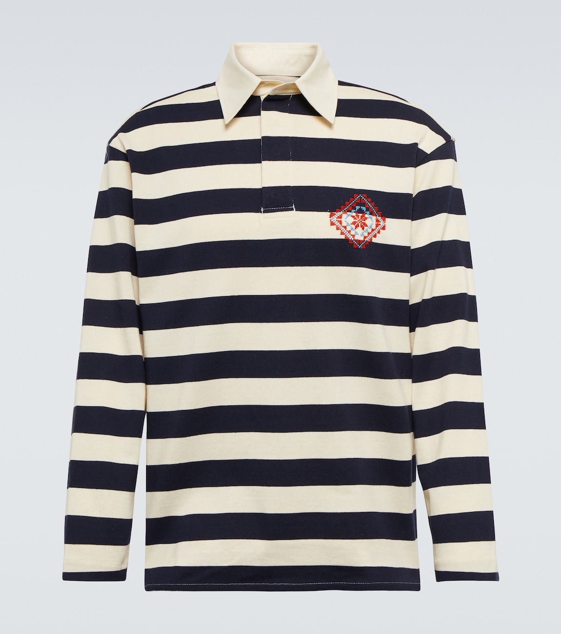 

Полосатая хлопковая рубашка-поло Хараз Adish, Navy-Off White