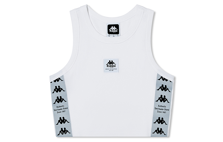 

Модный цветной приталенный укороченный топ с круглым вырезом, повседневная универсальная майка без рукавов для женщин Kappa, трендовый черный