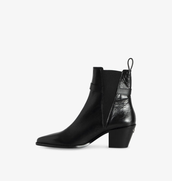 Ботильоны Tyler из кожи с пряжками и каблуком Zadig&Voltaire, цвет noir — фото 3