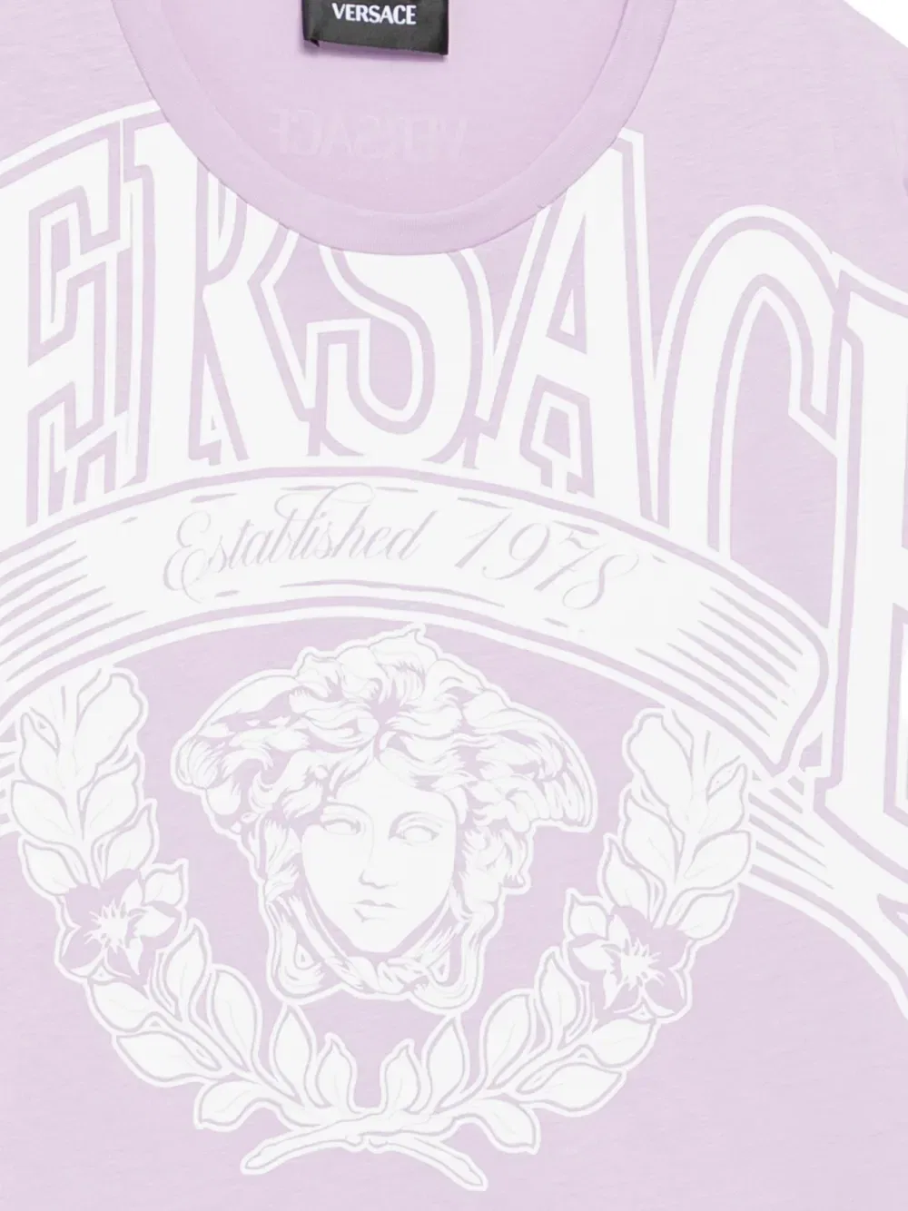 Хлопковая футболка с принтом Versace Kids, фиолетовый — фото 3