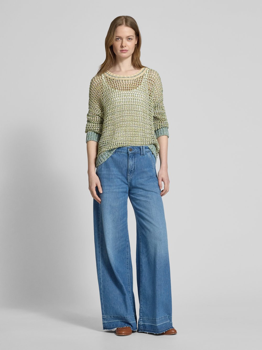 

Льняной свитер с ажурным узором модель 'LIUTO' Weekend Max Mara, светло-зеленый