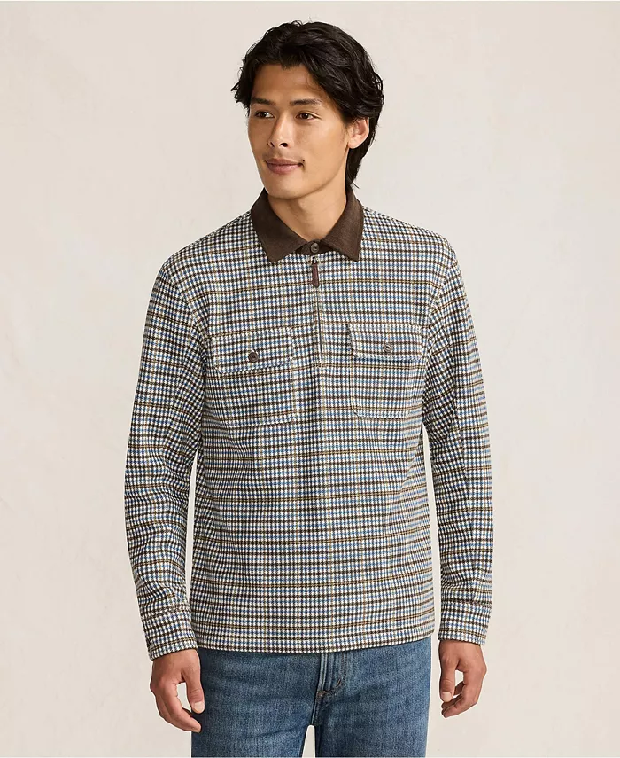 

Мужская вельветовая кофта с длинным рукавом и воротником-стойкой Bedford, с застежкой-молнией на четверть оборота Lands' End, белый