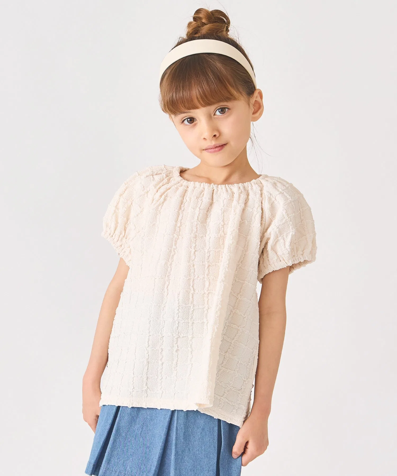 Рубашка из жаккарда в клетку Ever Closet, cream
