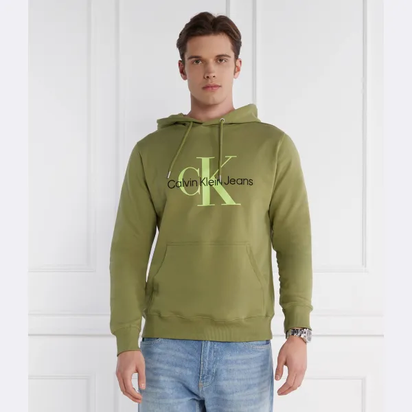 Толстовка с сезонным монологом классического кроя Calvin Klein, зеленый — фото 2