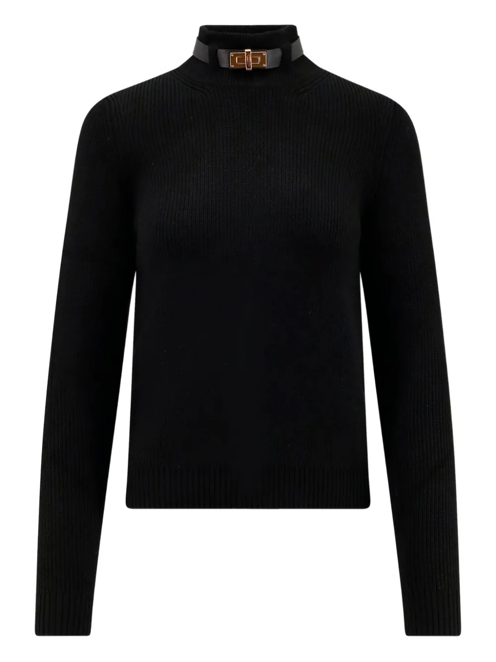 

Водолазка с отделкой из рубчатой кожи Elisabetta Franchi, черный