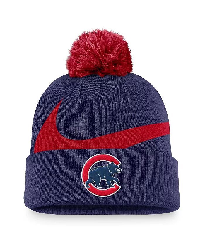 

Мужская вязаная шапка с манжетами и помпоном Royal Chicago Cubs Swoosh Peak Nike, синий